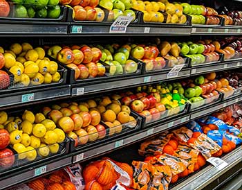 fruit on grocery store shelves