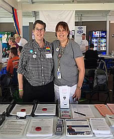 Barrie with Health Department staffer Paula Bradshaw at the NY State Fair Pride Day Outreach Area