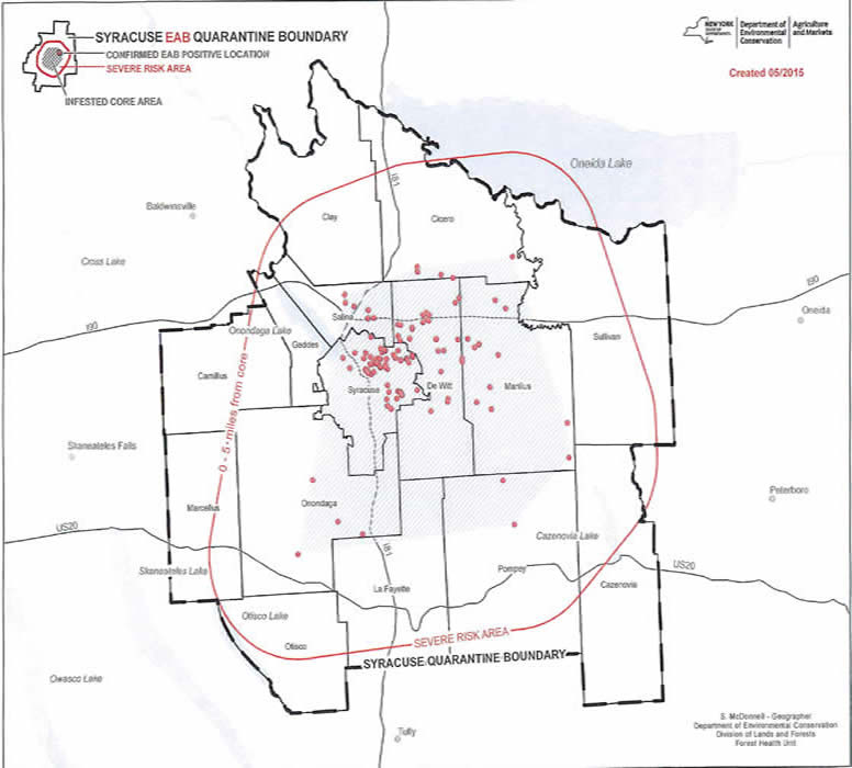 Syracuse EAB Quarantine Boundary Map