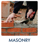 Masonry - words under picture of bricks being laid