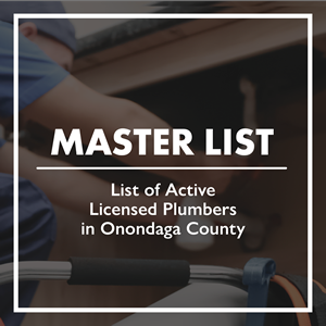 Master List of Active Licensed Plumbers in Onondaga County