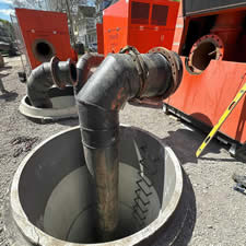 Temporary pipelines, manholes, and pump stations help move wastewater along during repairs