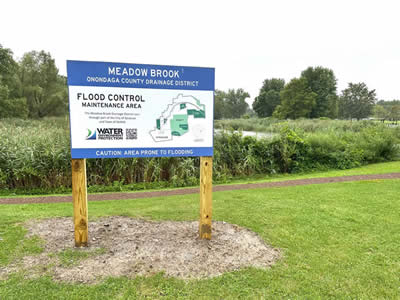 Meadow Brook Drainage District Sign near Barry Park in Syracuse, NY